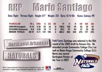 2011 Grandstand Northwest Arkansas Naturals #NNO Mario Santiago Back
