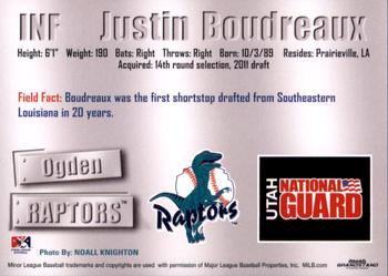 2011 Grandstand Ogden Raptors #NNO Justin Boudreaux Back