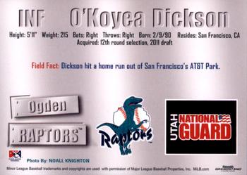 2011 Grandstand Ogden Raptors #NNO O’Koyea Dickson Back