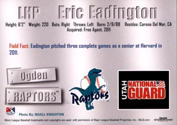2011 Grandstand Ogden Raptors #NNO Eric Eadington Back
