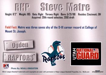 2011 Grandstand Ogden Raptors #NNO Steve Matre Back