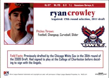 2011 Grandstand Orem Owlz #NNO Ryan Crowley Back