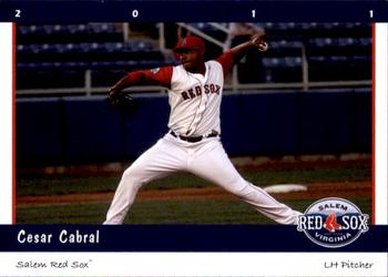 2011 Grandstand Salem Red Sox #NNO Cesar Cabral Front