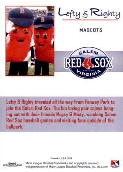 2011 Grandstand Salem Red Sox #NNO Lefty / Righty Back