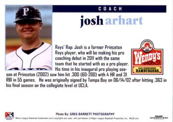 2011 Grandstand Princeton Rays #NNO Josh Arhart Back