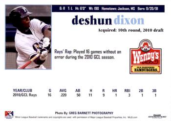 2011 Grandstand Princeton Rays #NNO Deshun Dixon Back