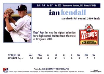 2011 Grandstand Princeton Rays #NNO Ian Kendall Back