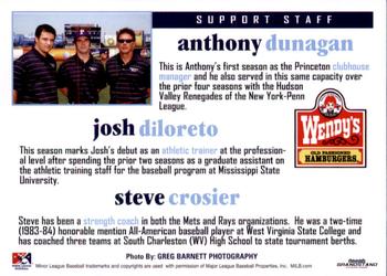 2011 Grandstand Princeton Rays #NNO Support Staff (Anthony Dunagan / Josh DiLoreto / Steve Crosier) Back