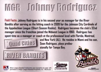 2011 Grandstand Quad Cities River Bandits #NNO Johnny Rodriguez Back