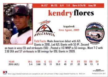 2011 Grandstand Salem-Keizer Volcanoes #NNO Kendry Flores Back