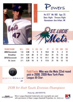 2011 Grandstand St. Lucie Mets #NNO Mike Powers Back