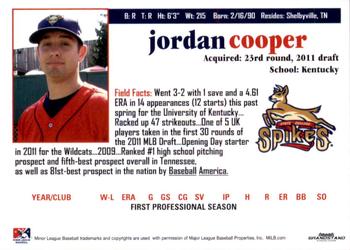 2011 Grandstand State College Spikes #NNO Jordan Cooper Back