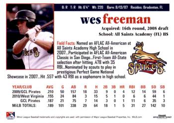 2011 Grandstand State College Spikes #NNO Wes Freeman Back