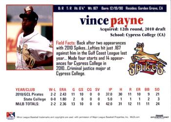 2011 Grandstand State College Spikes #NNO Vince Payne Back