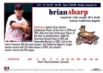 2011 Grandstand State College Spikes #NNO Brian Sharp Back