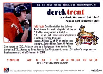 2011 Grandstand State College Spikes #NNO Derek Trent Back