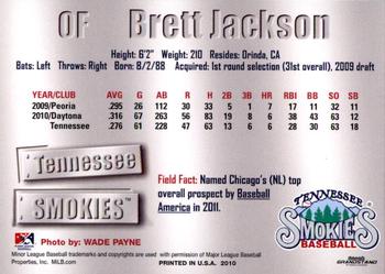 2011 Grandstand Tennessee Smokies #NNO Brett Jackson Back