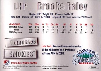 2011 Grandstand Tennessee Smokies #NNO Brooks Raley Back