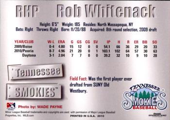 2011 Grandstand Tennessee Smokies #NNO Rob Whitenack Back