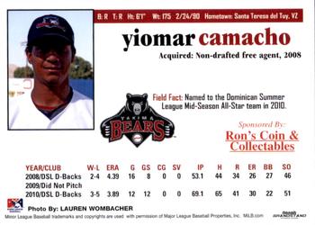 2011 Grandstand Yakima Bears #NNO Yiomar Camacho Back