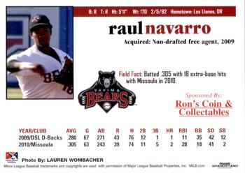 2011 Grandstand Yakima Bears #NNO Raul Navarro Back