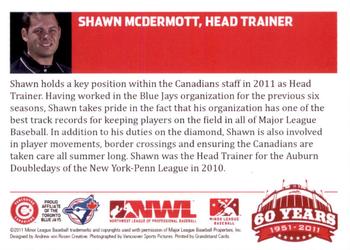 2011 Grandstand Vancouver Canadians #NNO Shawn McDermott Back
