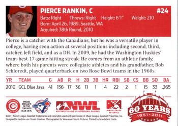 2011 Grandstand Vancouver Canadians #NNO Pierce Rankin Back