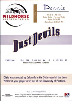 2011 Grandstand Tri-City Dust Devils #NNO Chris Dennis Back