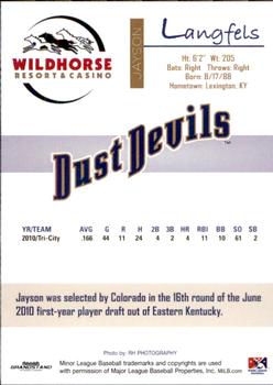 2011 Grandstand Tri-City Dust Devils #NNO Jayson Langfels Back