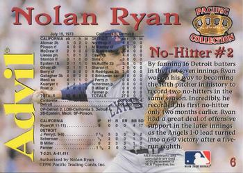 1996 Pacific Advil Nolan Ryan #6 Nolan Ryan Back