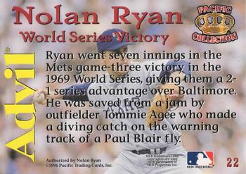 1996 Pacific Advil Nolan Ryan #22 Nolan Ryan Back