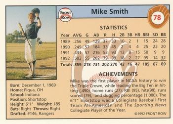 1992 Front Row Draft Picks - Gold #78 Mike Smith Back
