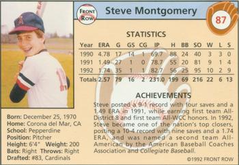 1992 Front Row Draft Picks - Gold #87 Steve Montgomery Back