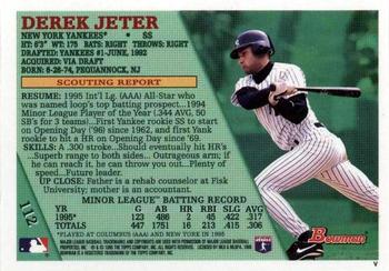1996 Bowman - Foil #112 Derek Jeter Back