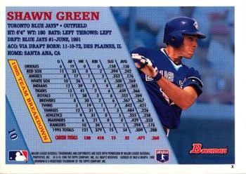 1996 Bowman - Foil #10 Shawn Green Back