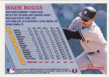 1996 Bowman - Foil #26 Wade Boggs Back