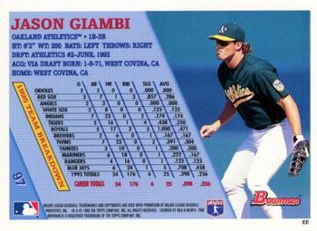 1996 Bowman - Foil #97 Jason Giambi Back