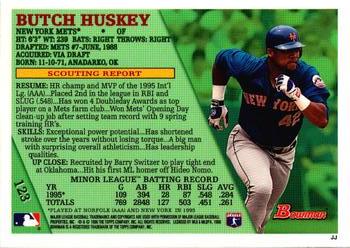 1996 Bowman - Foil #123 Butch Huskey Back