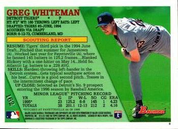1996 Bowman - Foil #162 Greg Whiteman Back