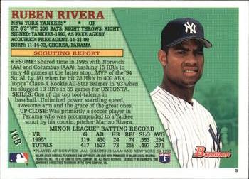 1996 Bowman - Foil #168 Ruben Rivera Back