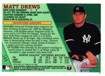 1996 Bowman - Foil #183 Matt Drews Back