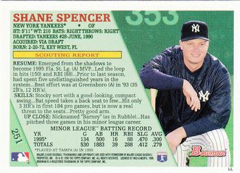 1996 Bowman - Foil #251 Shane Spencer Back