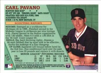 1996 Bowman - Foil #259 Carl Pavano Back