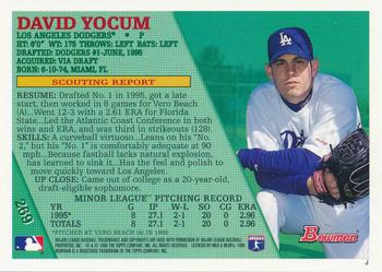1996 Bowman - Foil #269 David Yocum Back