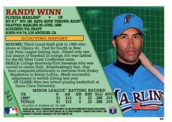 1996 Bowman - Foil #343 Randy Winn Back