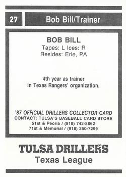 1987 Tulsa Drillers #27 Rob Bill Back