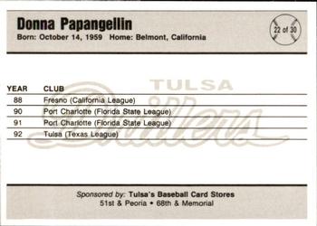 1993 Tulsa Drillers #22 Donna Papangellin Back