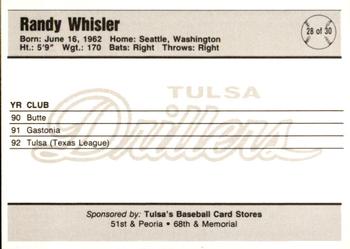 1993 Tulsa Drillers #28 Randy Whisler Back