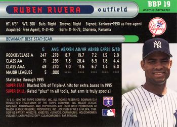 1996 Bowman - Bowman's Best Previews Atomic Refractors #BBP 19 Ruben Rivera Back