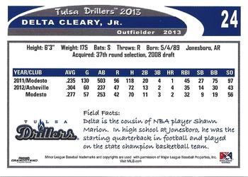 2013 Grandstand Tulsa Drillers #NNO Delta Cleary, Jr. Back